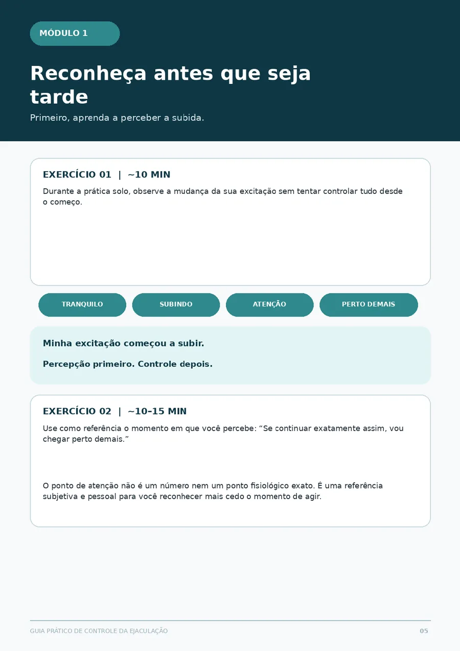 Módulo 1, Reconheça antes que seja tarde, com os exercícios 1 e 2.
